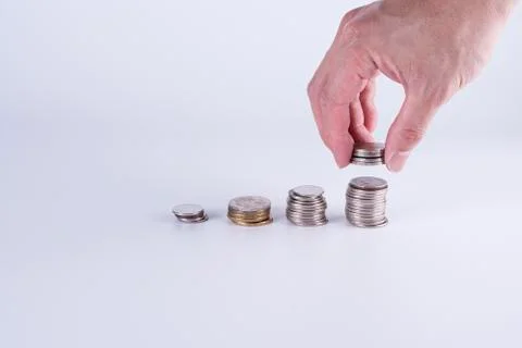 Coin stacking Stock Photos