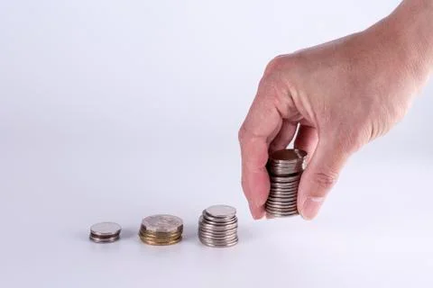 Coin stacking Stock Photos