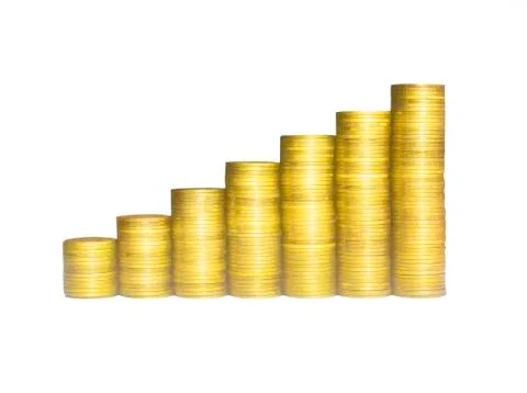 Coin stacks isolated Stock Photos