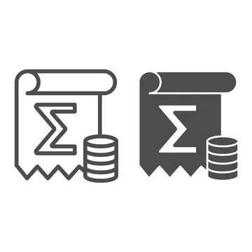 Coin Summary line and solid icon, Black bookkeeping concept, finance calculation イラスト素材