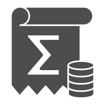 Coin Summary solid icon, Black bookkeeping concept, finance calculation sign on イラスト素材