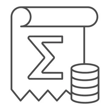 Coin Summary thin line icon, Black bookkeeping concept, finance calculation sign イラスト素材