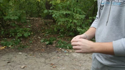 A coin toss in the woods Stock-Footage 68201879