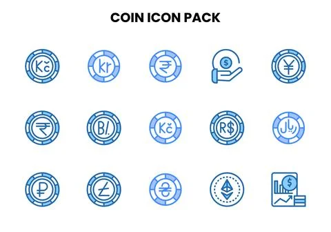Coin Two Colour Bundle Icons Pack Illustrazione stock