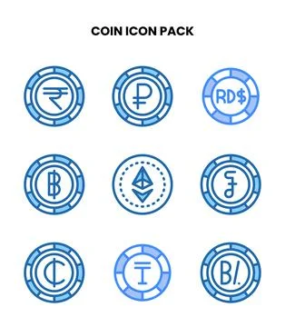 Coin Two Colour Icons Pack 库存插图
