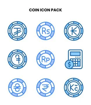 Coin Two Colour Set Icons Pack イラスト素材
