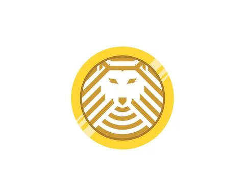 Coin with wolf head abstract logo Illustrazione stock