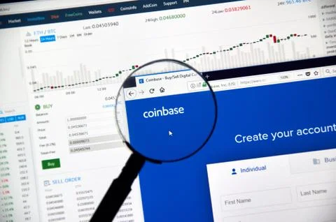 Coinbase cryptocurrency exchange Stockfoto's