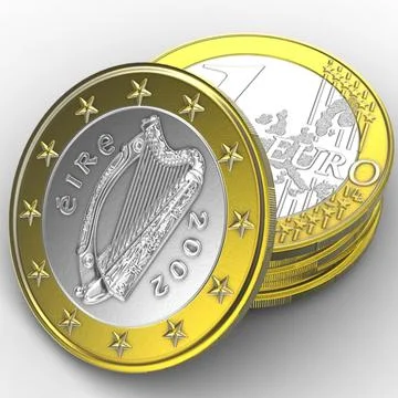 Coin.Europe.1 Euro.Ireland.LP 3D Model