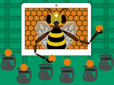 Coinhive cryptocurrency bitcoin mining in the web browser Stock Illustration