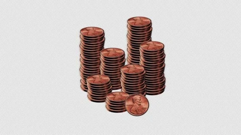 Coins 1 Cent Stack Stock Footage 331566597