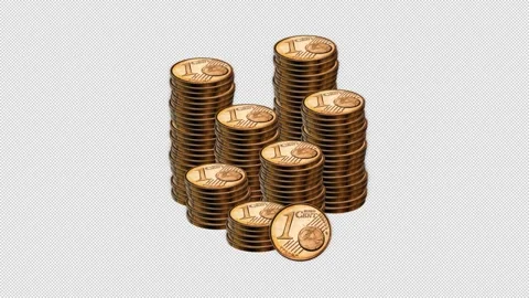 Coins 1 Euro Cent Stack Stock Footage 331378928