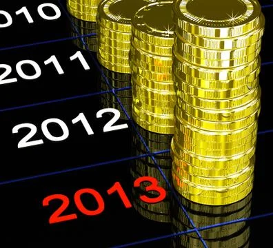 Coins on 2013 showing current monetary status Stockillustratie