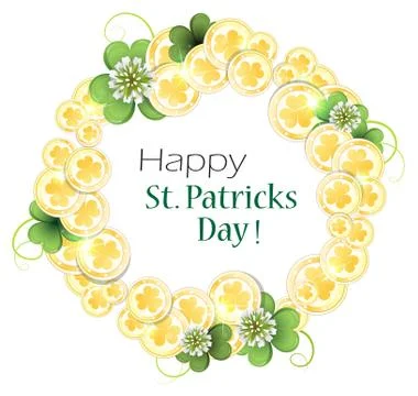 Coins and clover Stock Illustration