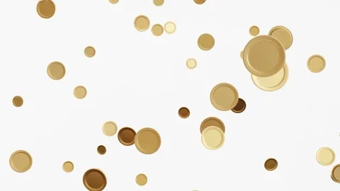 Coins are falling down in a 3D animation Stock Footage 332646611