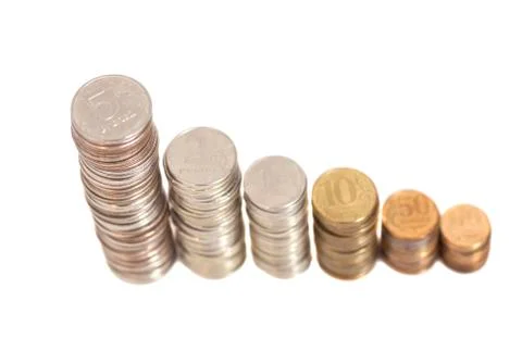 Coins arranged as a graph Fotos Stock