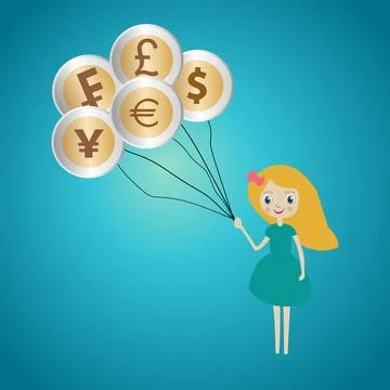 Coins as balloons Stock Illustration