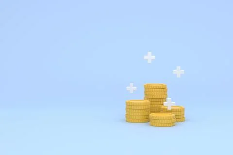 Coins banner design. 3D rendering. Stock Illustration