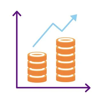 Coins bars chart Stock Illustration