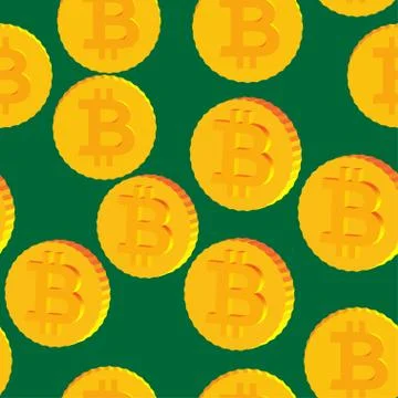 Coins with Bitcoin Symbols Seamless Pattern Illustrazione stock