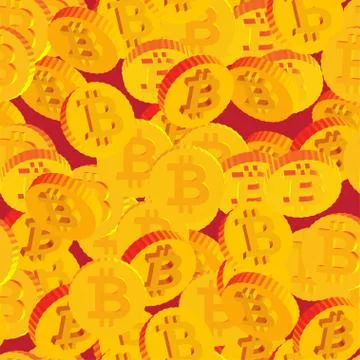 Coins with Bitcoin Symbols Seamless Pattern Stock Illustration