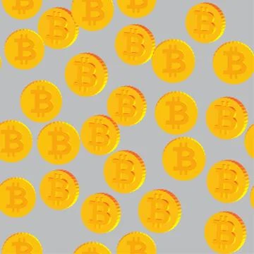 Coins with Bitcoin Symbols Seamless Pattern Stock Illustration