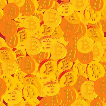 Coins with Bitcoin Symbols Seamless Pattern Stock Illustration