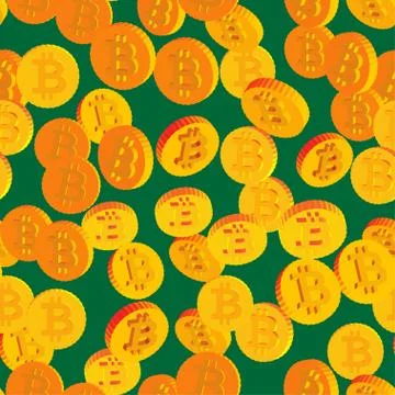 Coins with Bitcoin Symbols Seamless Pattern イラスト素材