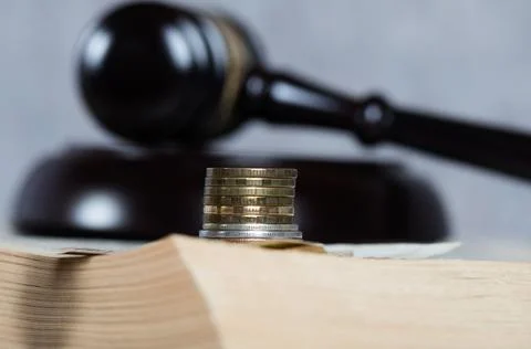Coins on a book surface. Stock Photos