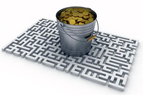 Coins in the bucket Stock Illustration