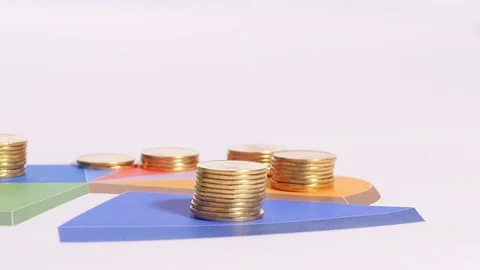 Coins on chart Stock Footage 70210188