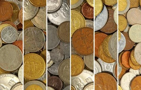Coins collage. Stock Photos