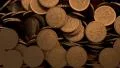Coins copper fill screen transition money cash pile HD Footage