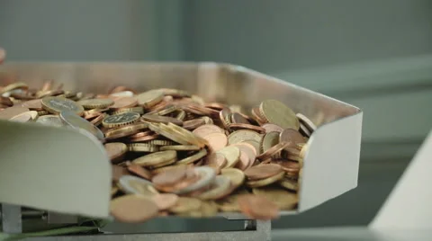 Coins counters in a bank Stock Footage 61403396