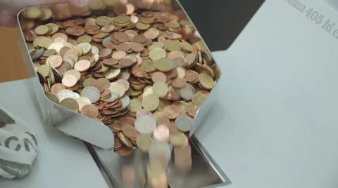 Coins counters in a bank Stock Footage 61403399