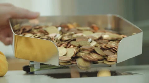 Coins counters in a bank Stock Footage 61403454