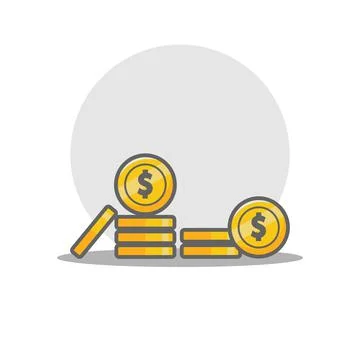 Coins design element for illustration. flat icon Stock Illustration