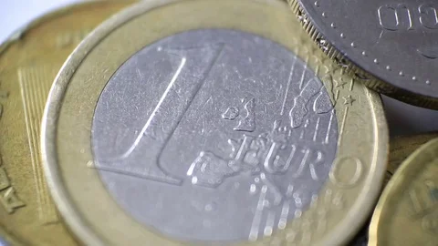 Coins from different countries.  Macro Stock Footage 70875134