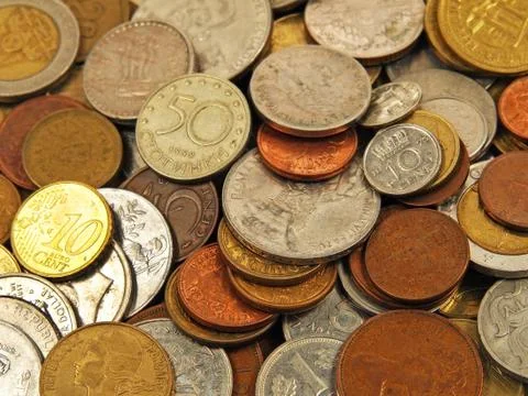 Coins of different countries. Foto stock