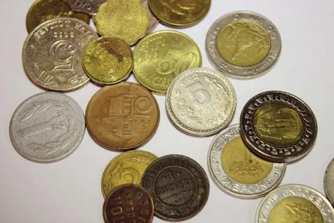 Coins of different countries Foto stock