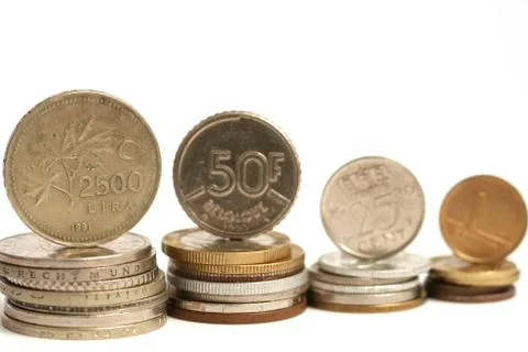 Coins of different currency Foto stock