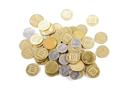 Coins of different denominations . Stock Photos