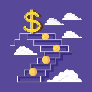 Coins dollar in scales with clouds Stock Illustration