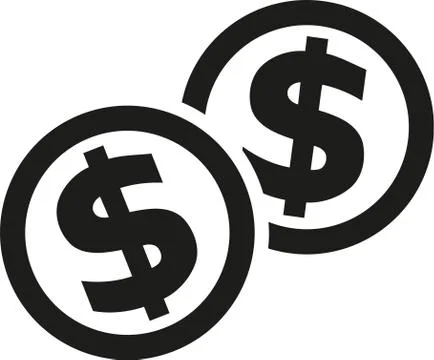 Coins with dollar sign Stock Illustration