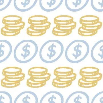 Coins Dollar Sign Seamless Pattern. Vector seamless pattern illustration Stock Illustration