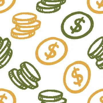 Coins Dollar Signs Seamless Pattern. Vector seamless pattern illustration Stock Illustration