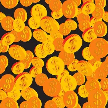 Coins with Dollar Symbols Seamless Pattern Stock Illustration