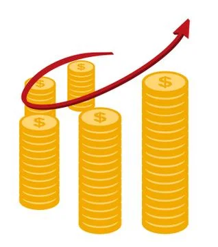 Coins dollars graph business vector Stock Illustration