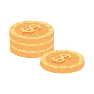 Coins dollars isometric Stock Illustration