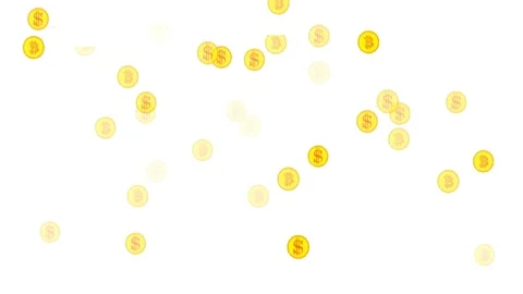 Coins dollars randomly falling. Cartoon money Stock Footage 133000002